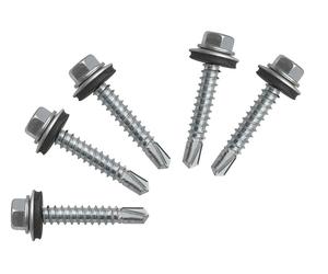 100x stainless steel self-drilling screws with sealing 6.3x25 mm