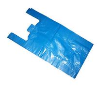 100x Strong Blue 'Vest' Style Plastic Carrier Bags - 12" x 18" x 24" (28 micron) Uk Store 247