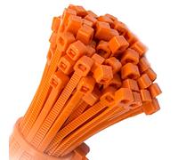 100x Strong Quality Orange Cable Ties 300mm x 7.6mm - Heavy Duty Heat & Cold Resistant Zip Ties