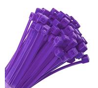 100x Strong Quality Purple Cable Ties 200mm x 4.8mm - Heavy Duty Heat & Cold Resistant Zip Ties