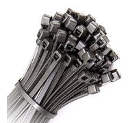 100x Strong Quality Silver Cable Ties 200mm x 4.8mm - Heavy Duty Heat & Cold Resistant Zip Ties