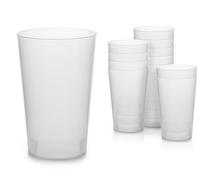 100x Transparent Quality Reusable Drinking Cups (500 ml) Made of Extra Strong and shatterproof Plastic (PP)