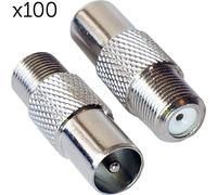 100x TV Aerial Male Plug To F Connector Female Socket Adapter Converter Screw On