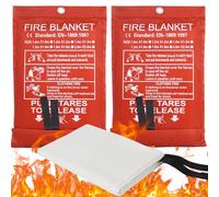 100x100CM Large Fire Blanket With Loops, Fiberglass Flame Retardant Fire Blanket, Reusable Fire Blankets Suppression Emergency, Fireproof Emergency Blanket for Kitchen Home Office Caravan