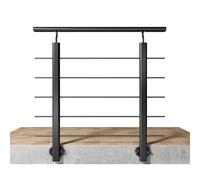 100x106cm Aluminium Handrail Banister Balustrade for Indoor or Outdoor Use Against Side Walls, Adjustable Angle Stair Handrail, Handrail can be Spliced Any Sizes, Matt Black