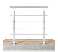 100x106cm Aluminium Stair Railing, Aluminium Handrail, Entrance Railing, Adjustable Angle Stair Handrail, Suitable for Indoor & Outdoor, Handrail can be Spliced Any Sizes, Silver