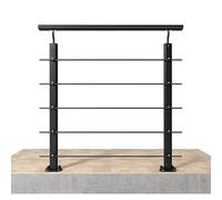 100x106cm Aluminium Stair Railing, Aluminium Handrail, Entrance Railing, Adjustable Angle Stair Handrail, Suitable for Indoor & Outdoor, Handrail can be Spliced Any Sizes, Black