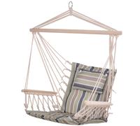 100x106cm Hanging Hammock Chair Thick Rope Frame Pillow Wooden Arms