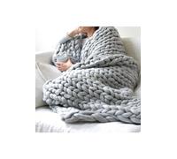 100x120cm Chunky Cable Knit Throw Blanket for Sofa & Reading Nook The hot sale Grey One Size