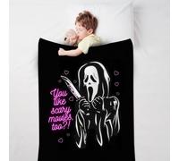 100x150cm Ghost Blanket Throw, Ghost Face Blanket, Personalised Throw Blanket Skulls, 100% Flannel Blanket, Spooky Ghost Throw Blanket, Skull Blanket Throw Ghost Halloween Spooky Black White Blanket