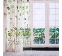 100x200 cm Colorful Tulips Printing Window Curtains Sheer Drape Tulle Draperies for Balcony Living Room Bedroom Kitchen Decorations(Green)