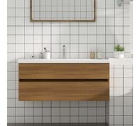 100x38.5x45cm Brown Mobile Lavabo, Durable Plywood Storage Cabinet, Indoor/Outdoor Utility Furniture, Multi-Shelf nizer, Perfect for Cleaning Supplies & Decor
