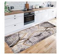 100x480cm Kitchen Runner Rug - Non-Slip Geometric Pattern Area Rug for Kitchen Hallway Bedroom Front of Sink - Stylish Grey Design