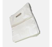 100XNew White Patch Handle Carrier Gift Retail Shopping Plastic Bags for Retail Shop (10" x 12" + 4")