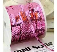 100Yards 6mm Flat Round Sequins Lace Ribbon Sewing onTrim, Spangle Paillettes Strings in Roll for Crafts,Women Cloth Accessories-Lila