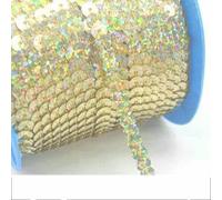 100yd/roll 6mm PET Round Flat Giltter Paillettes Sequins for Crafts Sewing on Cloth Accessory Sequin Trim Scrapbooking DIY-Light Gold 608-6mm