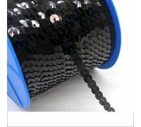 100yd/roll 6mm PET Round Flat Giltter Paillettes Sequins for Crafts Sewing on Cloth Accessory Sequin Trim Scrapbooking DIY-Black 001-6mm
