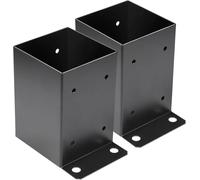 101.6x101.6mm Post Base 2 Pcs,Inner Size 91x91 Post Base Brackets,Heavy Duty Metal Black Powder Coated Post Brackets for Pavilion Deck Railing Support Deck Base Plate, Support Bolt Down