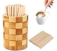 101 Pcs Coffee Stirrers Holder Set 1 Pcs Stirrers Holder 100 Pcs Disposable Stir Straws for Coffee Bar Coffee Stir Sticks For Coffee Milk Cocktail Tea Drinks Stirrer Straw Holder Home Kitchen