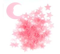 101 Pcs Glow in The Dark Stars, 3D PET Glowing Stars Moon Wall Decals Wall Stickers Luminous Fluorescent Ceiling Decor Room Decorations Christmas Stocking Stuffer for Kids Room Ceiling (Pink)