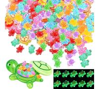 101 PCS Mini Resin Turtles, Mini Resin Animals Miniature Resins Tiny Turtles Glow In The Dark Tiny Animals with Turtle Storage Box for Fairy Garden Landscape Home Deco Decoration Creative Design