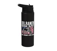101 Ranch Wild West Rodeo Time Barrel Racing Steer Wrestling Stainless Steel Insulated Water Bottle