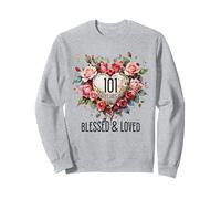 101 Years Blessed Loved Rose Flower Heart 101st Birthday Sweatshirt