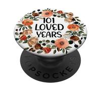 101 Years Loved 101th Birthday funny 101 Year Old Women's PopSockets Adhesive PopGrip