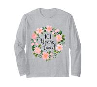 101 Years Loved Floral 101th Birthday Design for Mom Grandma Long Sleeve T-Shirt