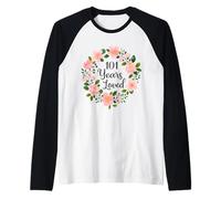 101 Years Loved Floral 101th Birthday Design for Mom Grandma Raglan Baseball Tee