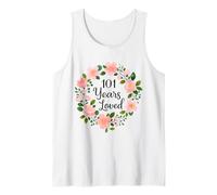 101 Years Loved Floral 101th Birthday Design for Mom Grandma Tank Top