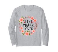 101 Years Loved Floral 101th Birthday Women 101 Years Old Long Sleeve T-Shirt