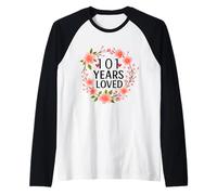 101 Years Loved Floral 101th Birthday Women 101 Years Old Raglan Baseball Tee