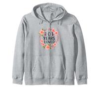 101 Years Loved Floral 101th Birthday Women 101 Years Old Zip Hoodie