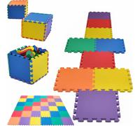 101704 Pack of 9 Interlocking EVA Foam Play Mats for Kids, 29cm Squares, 85x85cm Coverage, 1cm Thick, Indoor/Outdoor