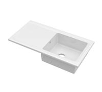 101cm Inset Counter Top Single Bowl Fireclay Ceramic Kitchen Sink with Plain Dra