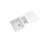 101cm Kitchen 1.5 Bowl Composite Inset Sink with Overflow & Drainer - Matt White