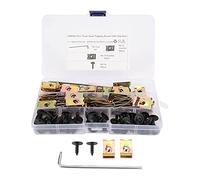 101pcs Car U - Clip Nut Self Tapping Screw Assortment Kit, M5x16mm Manganese Steel for Auto Mudguard, Black Anodized Replacement for Seat Models
