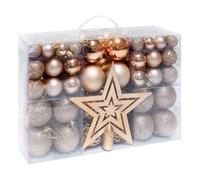 101Pcs Christmas Tree Baubles, Rose Gold Christmas Ball Hanging Ornaments Set with Topper Star - Shatterproof Xmas Baubles for Tree Home Party Decoration (3cm/4cm/6cm)