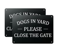 101SignCity 10" x 7" Aluminum Caution Yard Sign for Homes, Private Properties - "Dogs In Yard: Please Close The Gate" - 2 Pack