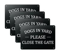 101SignCity 10" x 7" Aluminum Caution Yard Sign for Homes, Private Properties - "Dogs In Yard: Please Close The Gate" - 4 Pack