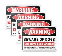 101SignCity 10" x 7" Aluminum Caution Yard Sign for Homes, Private Properties - "Warning: Beware of Dogs You Have Been Warned" - 4 Pack