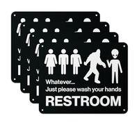 101SIGNCITY - 10 x 8 inch, 4PK, Aluminum Restroom Sign - Just Please Wash your Hands Restroom Sign with Protective Film for Outdoor Use