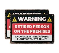 101SIGNCITY - 12 x 8 inch, 2PK, Aluminum Retirement Sign - Retired Person on the Premises Sign with Protective Film for Outdoor/Indoor Use