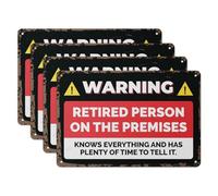 101SIGNCITY - 12 x 8 inch, 4PK, Aluminum Retirement Sign - Retired Person on the Premises Sign with Protective Film for Outdoor/Indoor Use