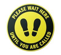 101SIGNCITY - 12"x12" Vinyl Floor Decal, 2-Pack, "Please Wait Here Until You Are Called" - Anti-Slip Beveled Coating, Yellow & Black Wait Here Sign