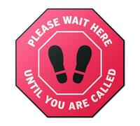 101SIGNCITY - 12"x12" Vinyl Floor Decals, 2-Pack, "Please Wait Here Until You Are Called" - Anti-Slip Beveled Coating, Red & White Wait Here Signs