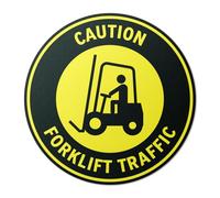 101SignCity 17" x 17" Round Yellow "Caution Forklift Traffic" Floor Sticker Sign for Work, Warehouses, Construction Sites, Distribution Centers, Wholesale - 2 Pack