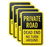 101SIGNCITY (4 Pack) 12" x 18" Private Road Sign | 40 Mil Laminated Aluminum | UV Protected, Water & Dust Resistant | Outdoor Dead End, No Turn Around Warning Sign with Rounded Corners