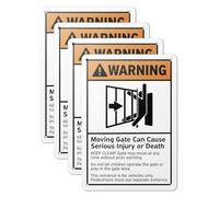 101SignCity 7" x 10" Aluminum Yard Sign for Homes, Businesses, and Private Property - "Warning: Moving Gate Can Cause Serious Injury Or Death" - 4 Pack